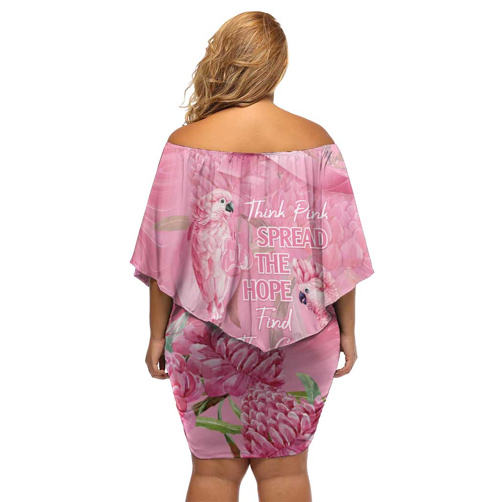 Australia Breast Cancer Awareness Family Matching Off Shoulder Short Dress and Hawaiian Shirt Think Pink Cockatoos Ribbon - Aussie Hoodie