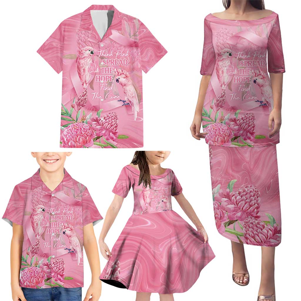 Australia Breast Cancer Awareness Family Matching Puletasi and Hawaiian Shirt Think Pink Cockatoos Ribbon - Aussie Hoodie