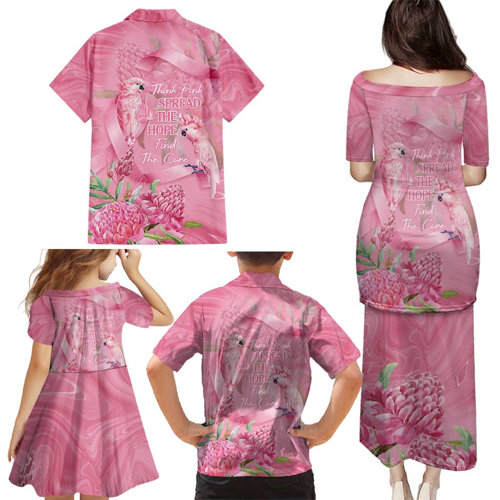 Australia Breast Cancer Awareness Family Matching Puletasi and Hawaiian Shirt Think Pink Cockatoos Ribbon - Aussie Hoodie