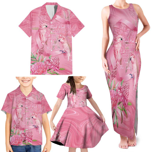 Australia Breast Cancer Awareness Family Matching Tank Maxi Dress and Hawaiian Shirt Think Pink Cockatoos Ribbon - Aussie Hoodie