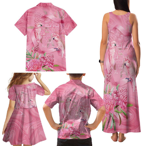 Australia Breast Cancer Awareness Family Matching Tank Maxi Dress and Hawaiian Shirt Think Pink Cockatoos Ribbon - Aussie Hoodie