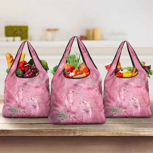 Australia Breast Cancer Awareness Grocery Bag Think Pink Cockatoos Ribbon - Aussie Hoodie