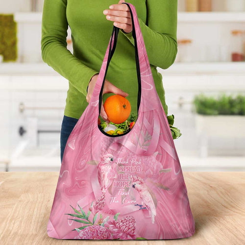 Australia Breast Cancer Awareness Grocery Bag Think Pink Cockatoos Ribbon - Aussie Hoodie