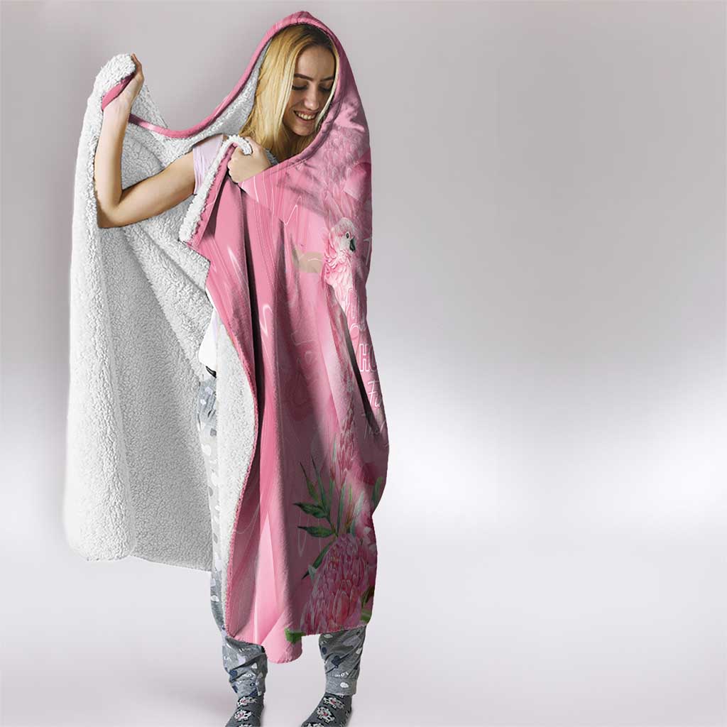 Australia Breast Cancer Awareness Hooded Blanket Think Pink Cockatoos Ribbon - Aussie Hoodie