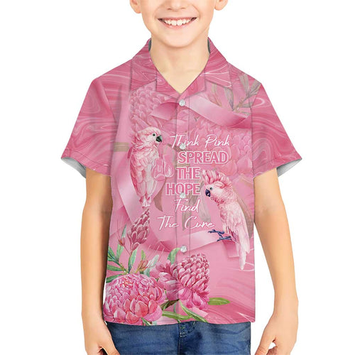 Australia Breast Cancer Awareness Kid Hawaiian Shirt Think Pink Cockatoos Ribbon - Aussie Hoodie