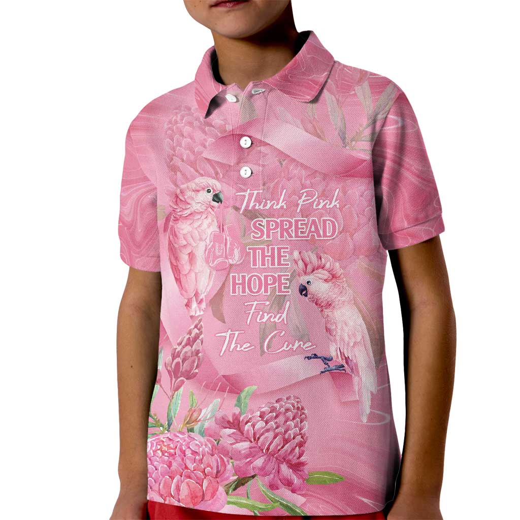 Australia Breast Cancer Awareness Kid Polo Shirt Think Pink Cockatoos Ribbon - Aussie Hoodie