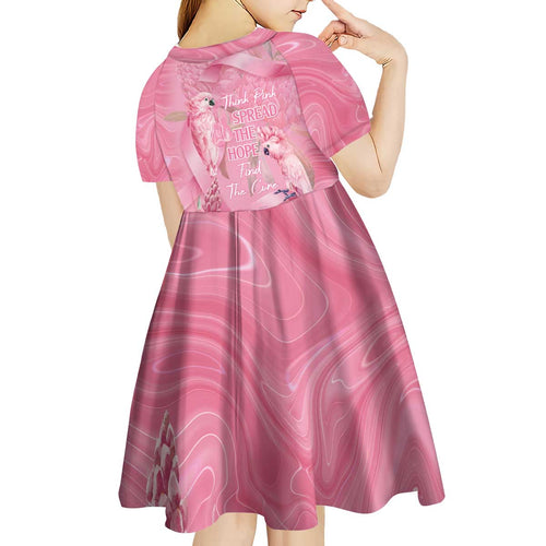 Australia Breast Cancer Awareness Kid Short Sleeve Dress Think Pink Cockatoos Ribbon - Aussie Hoodie