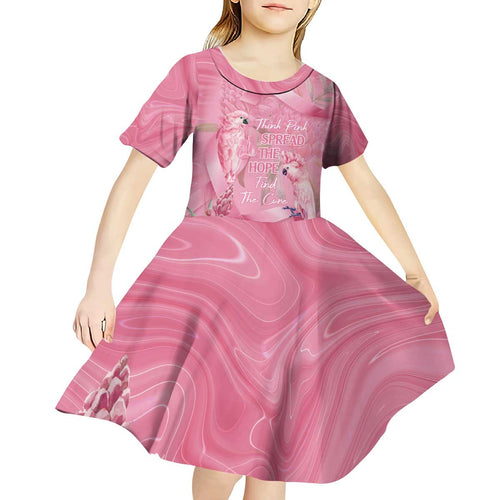 Australia Breast Cancer Awareness Kid Short Sleeve Dress Think Pink Cockatoos Ribbon - Aussie Hoodie