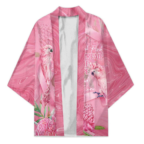 Australia Breast Cancer Awareness Kimono Think Pink Cockatoos Ribbon - Aussie Hoodie