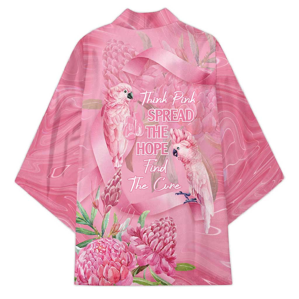 Australia Breast Cancer Awareness Kimono Think Pink Cockatoos Ribbon - Aussie Hoodie
