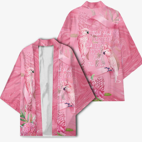 Australia Breast Cancer Awareness Kimono Think Pink Cockatoos Ribbon - Aussie Hoodie