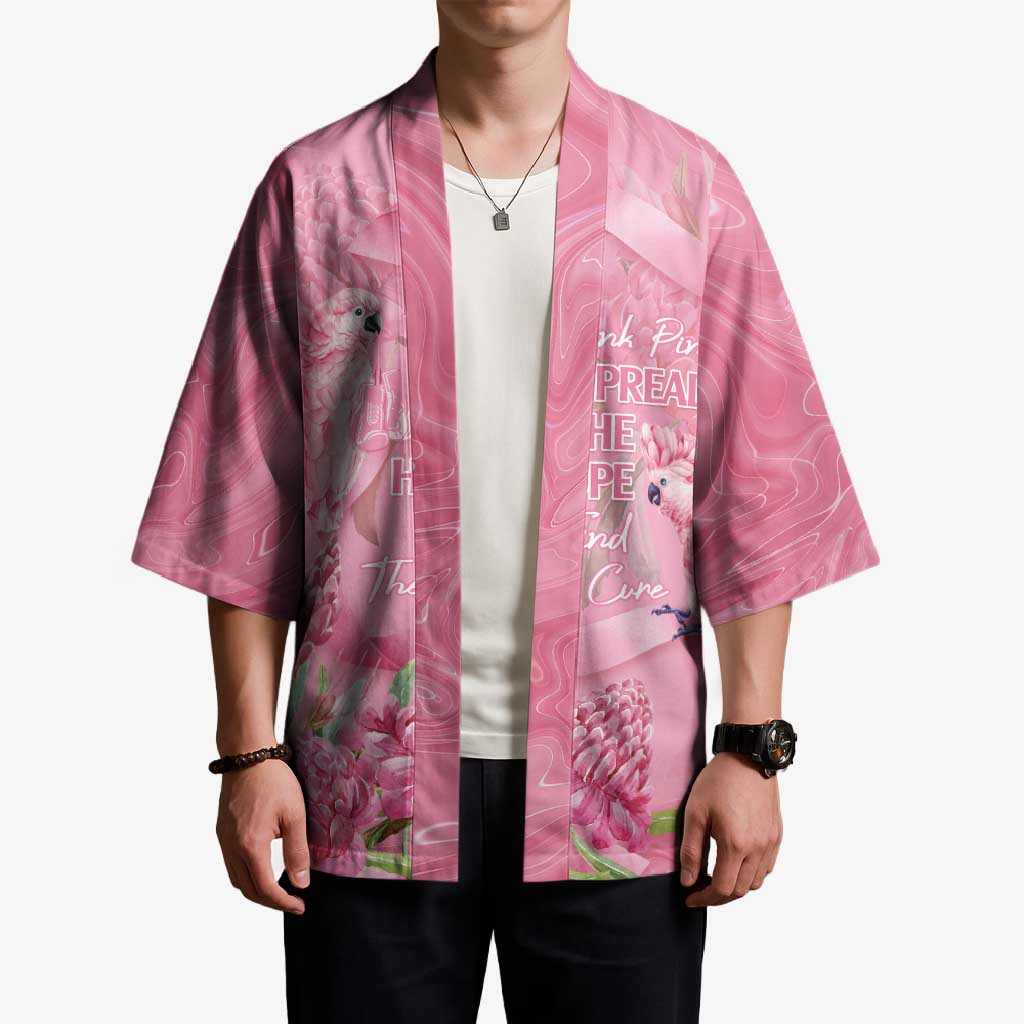 Australia Breast Cancer Awareness Kimono Think Pink Cockatoos Ribbon - Aussie Hoodie
