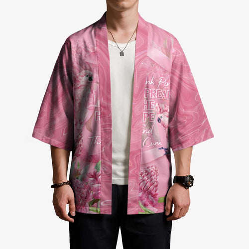 Australia Breast Cancer Awareness Kimono Think Pink Cockatoos Ribbon - Aussie Hoodie
