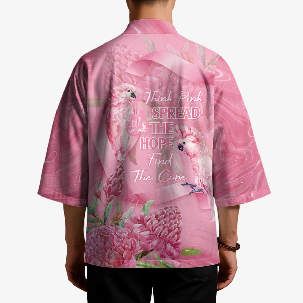 Australia Breast Cancer Awareness Kimono Think Pink Cockatoos Ribbon - Aussie Hoodie