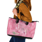Australia Breast Cancer Awareness Leather Tote Bag Think Pink Cockatoos Ribbon - Aussie Hoodie