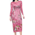 Australia Breast Cancer Awareness Long Sleeve Bodycon Dress Think Pink Cockatoos Ribbon - Aussie Hoodie