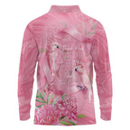 Australia Breast Cancer Awareness Long Sleeve Polo Shirt Think Pink Cockatoos Ribbon - Aussie Hoodie