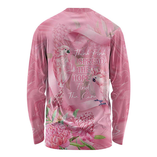 Australia Breast Cancer Awareness Long Sleeve Shirt Think Pink Cockatoos Ribbon - Aussie Hoodie