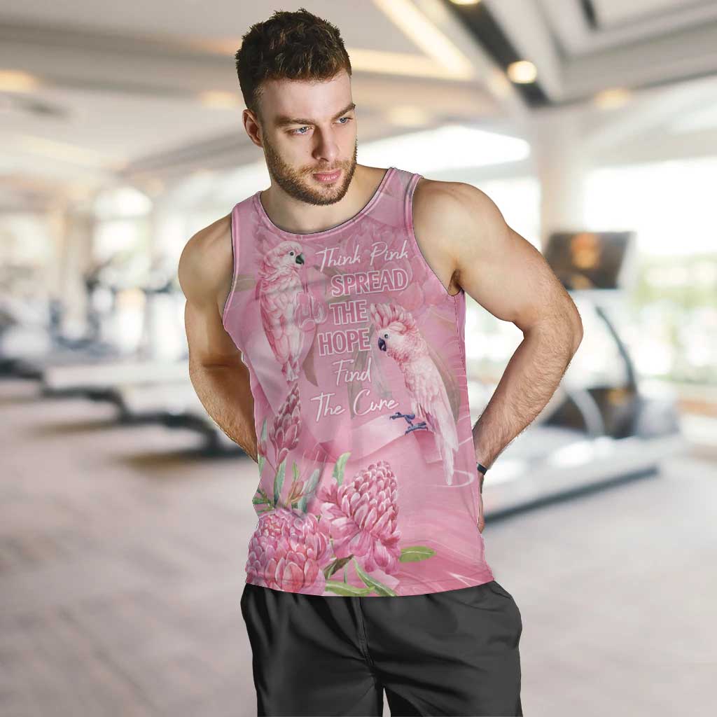 Australia Breast Cancer Awareness Men Tank Top Think Pink Cockatoos Ribbon - Aussie Hoodie