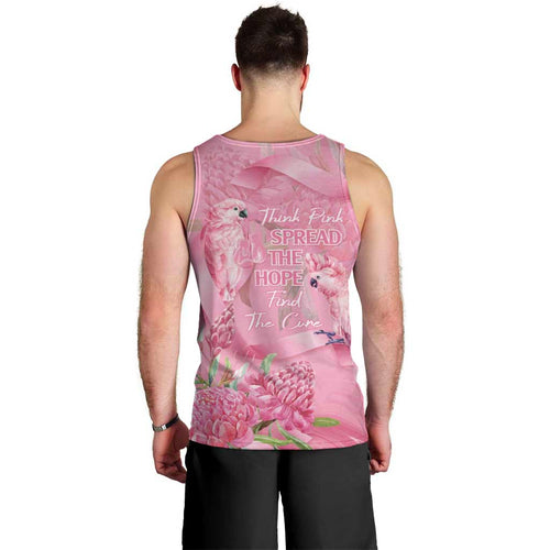 Australia Breast Cancer Awareness Men Tank Top Think Pink Cockatoos Ribbon - Aussie Hoodie