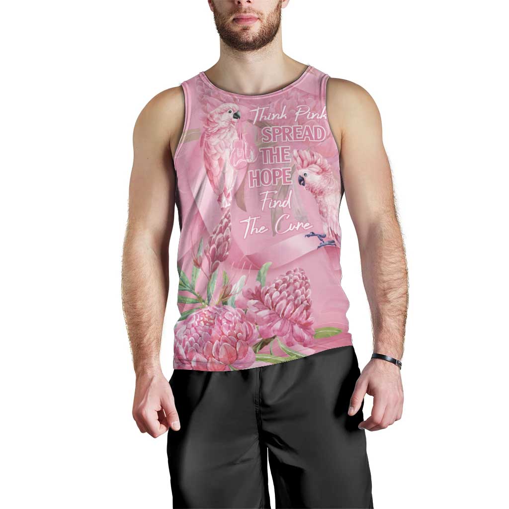 Australia Breast Cancer Awareness Men Tank Top Think Pink Cockatoos Ribbon - Aussie Hoodie