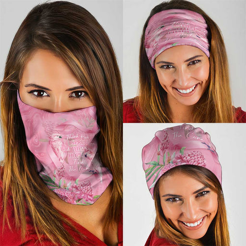 Australia Breast Cancer Awareness Neck Gaiter Think Pink Cockatoos Ribbon - Aussie Hoodie