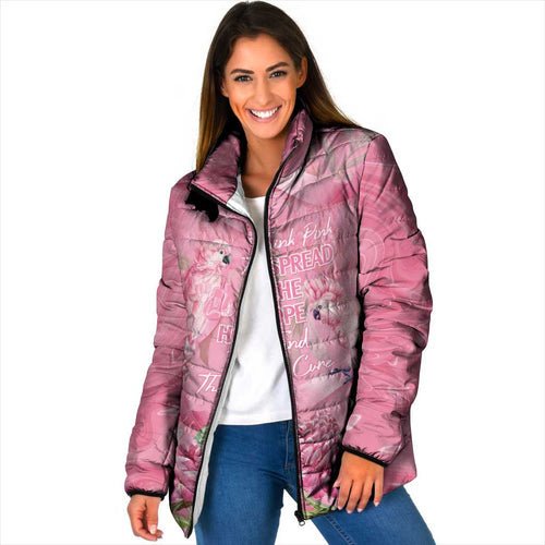 Australia Breast Cancer Awareness Padded Jacket Think Pink Cockatoos Ribbon - Aussie Hoodie