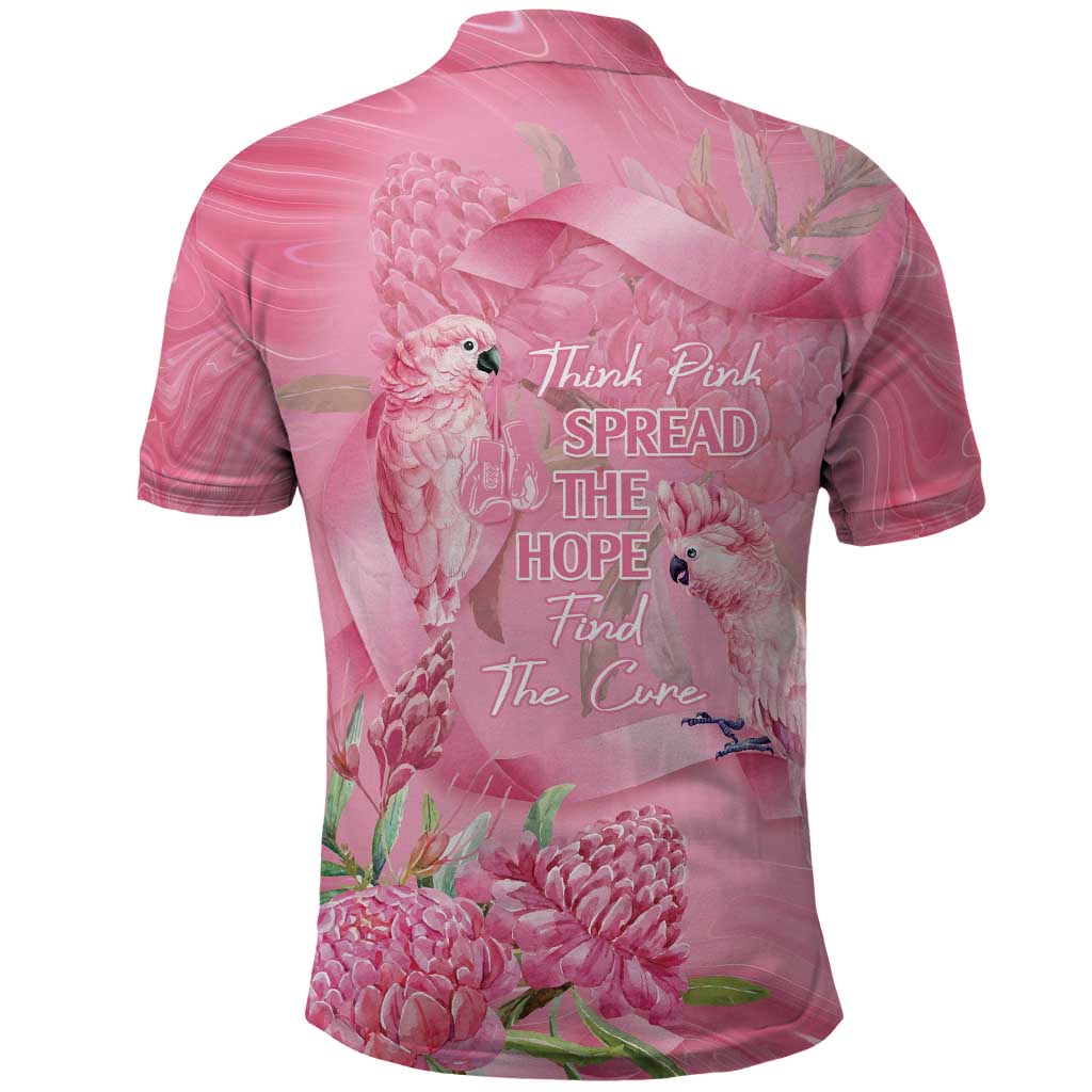 Australia Breast Cancer Awareness Polo Shirt Think Pink Cockatoos Ribbon - Aussie Hoodie