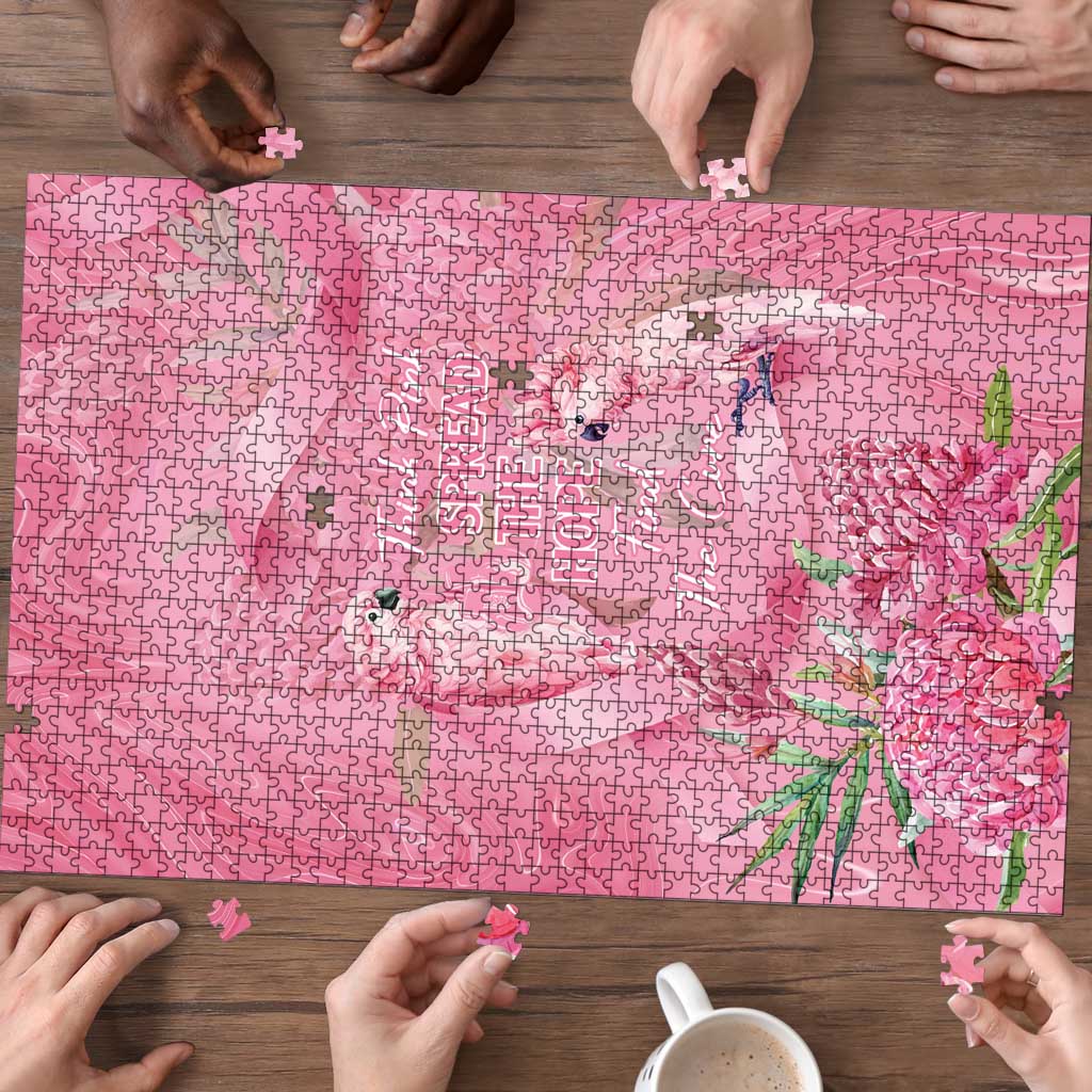 Australia Breast Cancer Awareness Puzzle Think Pink Cockatoos Ribbon - Aussie Hoodie