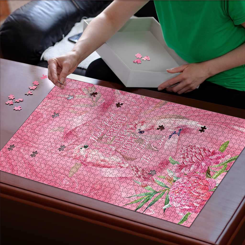Australia Breast Cancer Awareness Puzzle Think Pink Cockatoos Ribbon - Aussie Hoodie