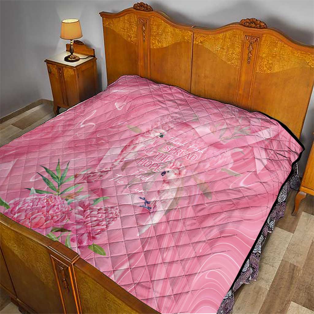 Australia Breast Cancer Awareness Quilt Think Pink Cockatoos Ribbon - Aussie Hoodie