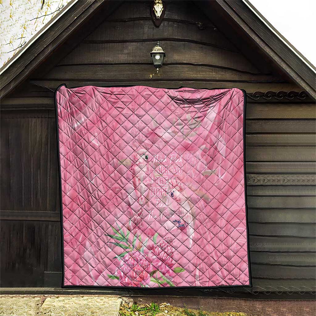 Australia Breast Cancer Awareness Quilt Think Pink Cockatoos Ribbon - Aussie Hoodie