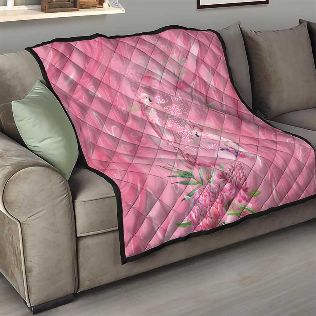 Australia Breast Cancer Awareness Quilt Think Pink Cockatoos Ribbon - Aussie Hoodie