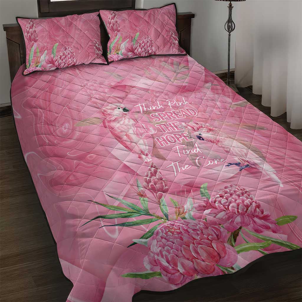 Australia Breast Cancer Awareness Quilt Bed Set Think Pink Cockatoos Ribbon - Aussie Hoodie