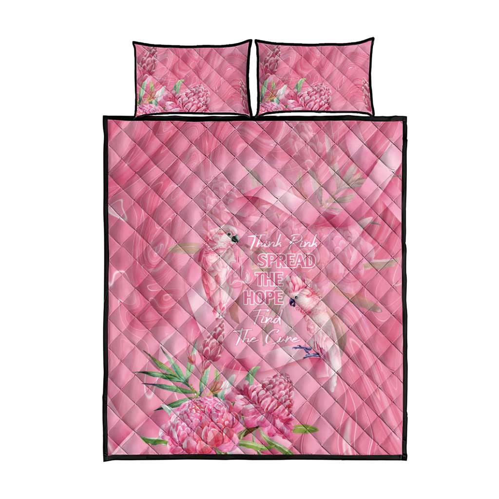 Australia Breast Cancer Awareness Quilt Bed Set Think Pink Cockatoos Ribbon - Aussie Hoodie