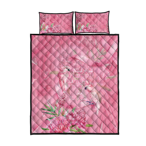 Australia Breast Cancer Awareness Quilt Bed Set Think Pink Cockatoos Ribbon - Aussie Hoodie