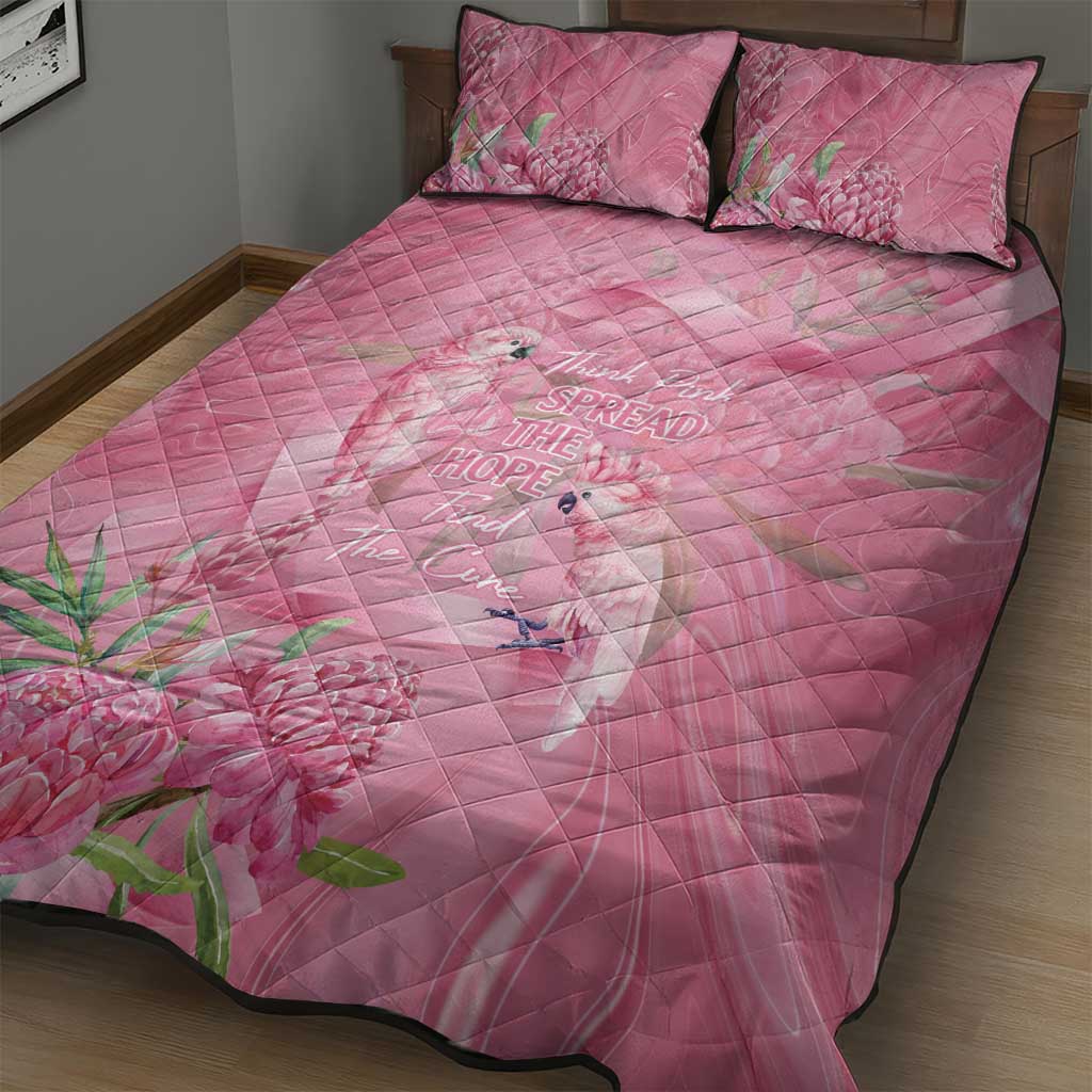 Australia Breast Cancer Awareness Quilt Bed Set Think Pink Cockatoos Ribbon - Aussie Hoodie