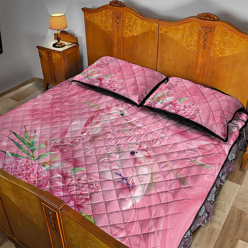 Australia Breast Cancer Awareness Quilt Bed Set Think Pink Cockatoos Ribbon - Aussie Hoodie