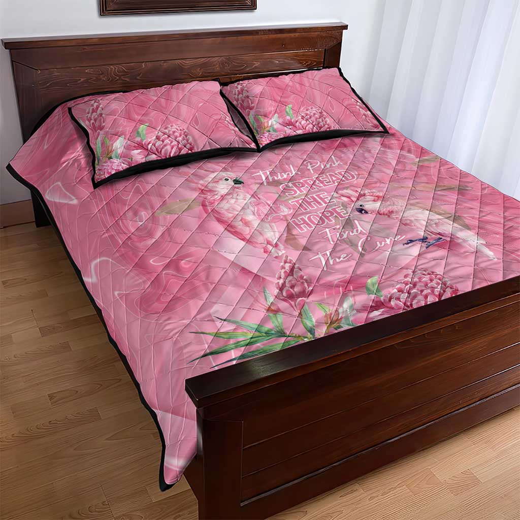 Australia Breast Cancer Awareness Quilt Bed Set Think Pink Cockatoos Ribbon - Aussie Hoodie