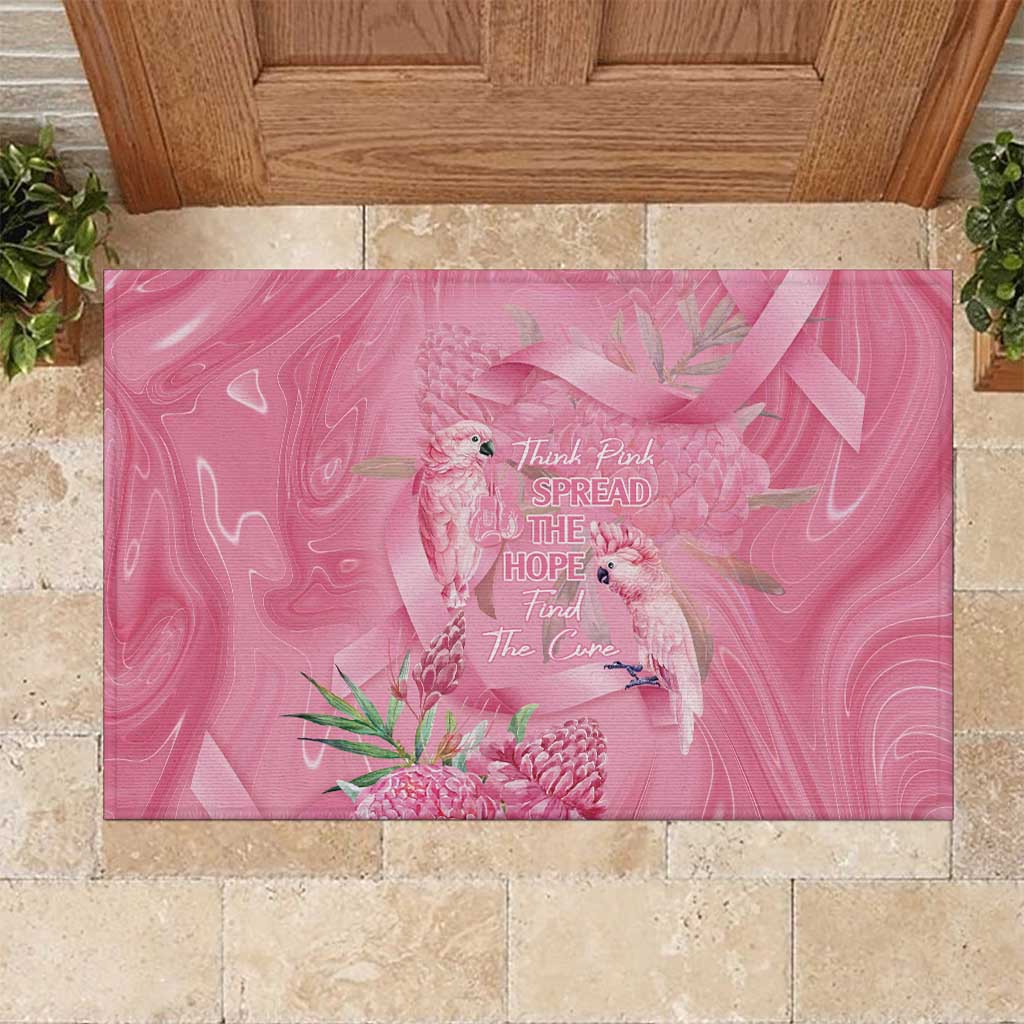 Australia Breast Cancer Awareness Rubber Doormat Think Pink Cockatoos Ribbon - Aussie Hoodie