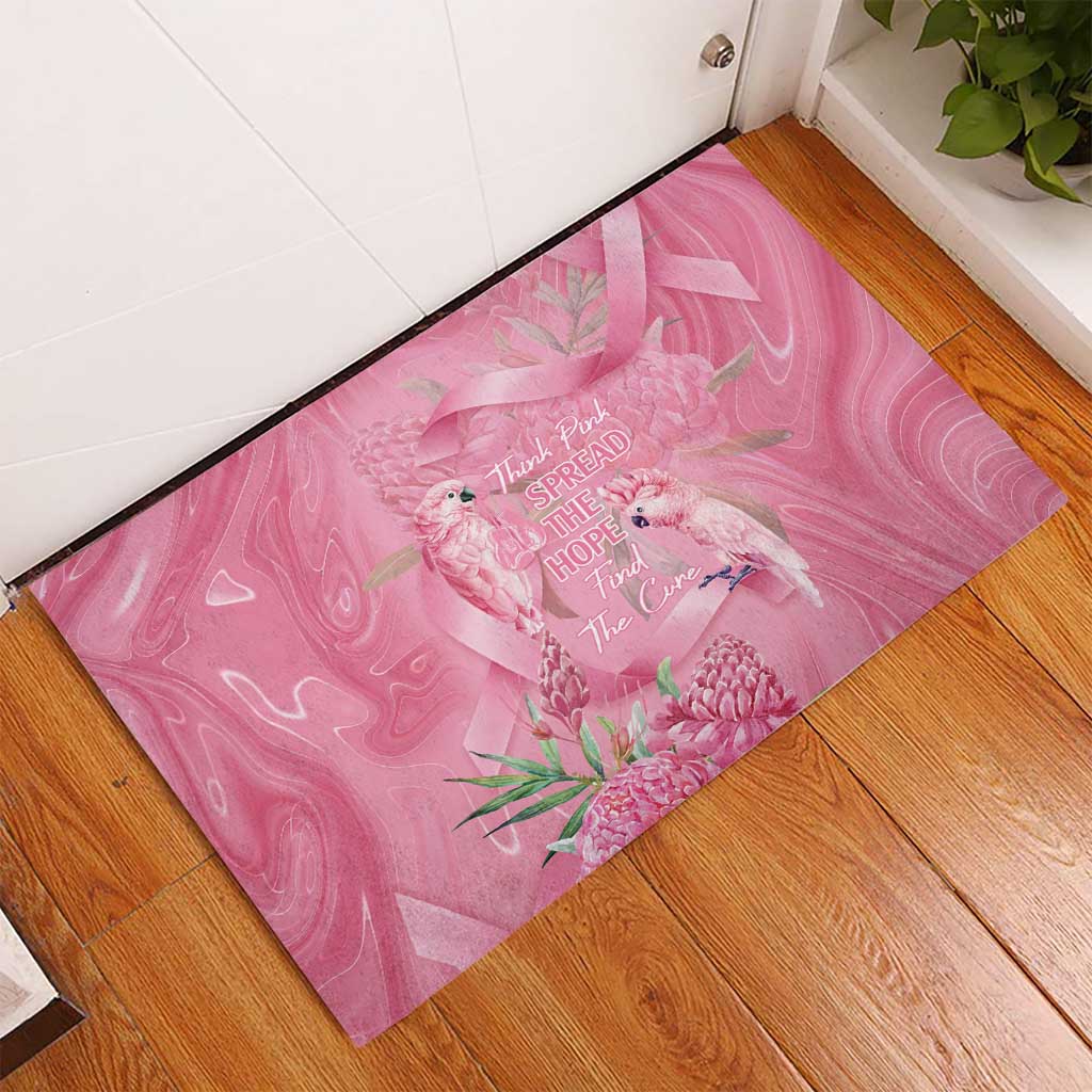 Australia Breast Cancer Awareness Rubber Doormat Think Pink Cockatoos Ribbon - Aussie Hoodie