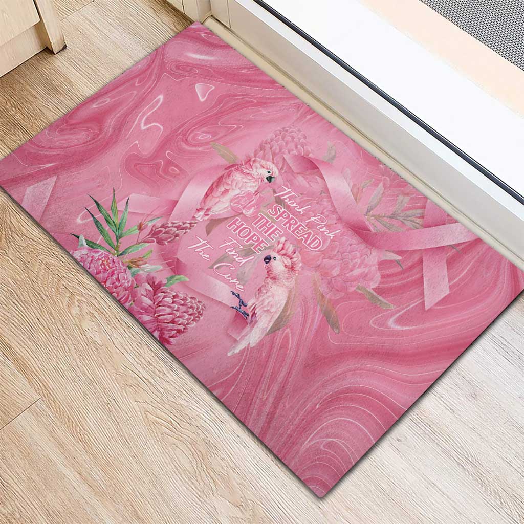 Australia Breast Cancer Awareness Rubber Doormat Think Pink Cockatoos Ribbon - Aussie Hoodie