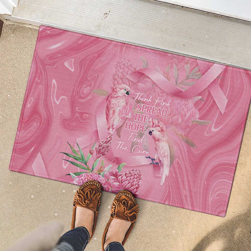 Australia Breast Cancer Awareness Rubber Doormat Think Pink Cockatoos Ribbon - Aussie Hoodie