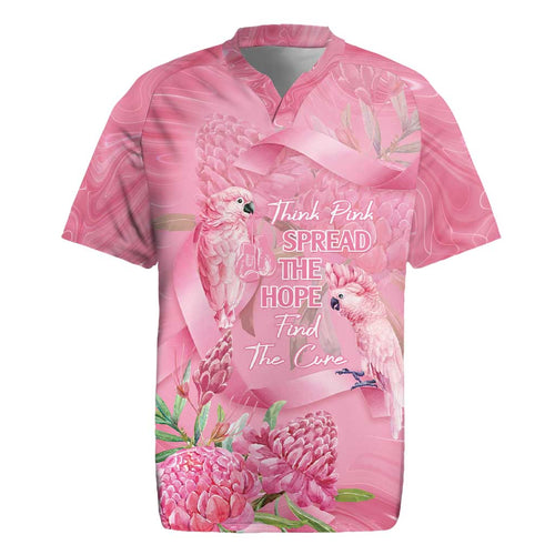 Australia Breast Cancer Awareness Rugby Jersey Think Pink Cockatoos Ribbon - Aussie Hoodie