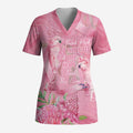 Australia Breast Cancer Awareness Scrub Top Think Pink Cockatoos Ribbon - Aussie Hoodie