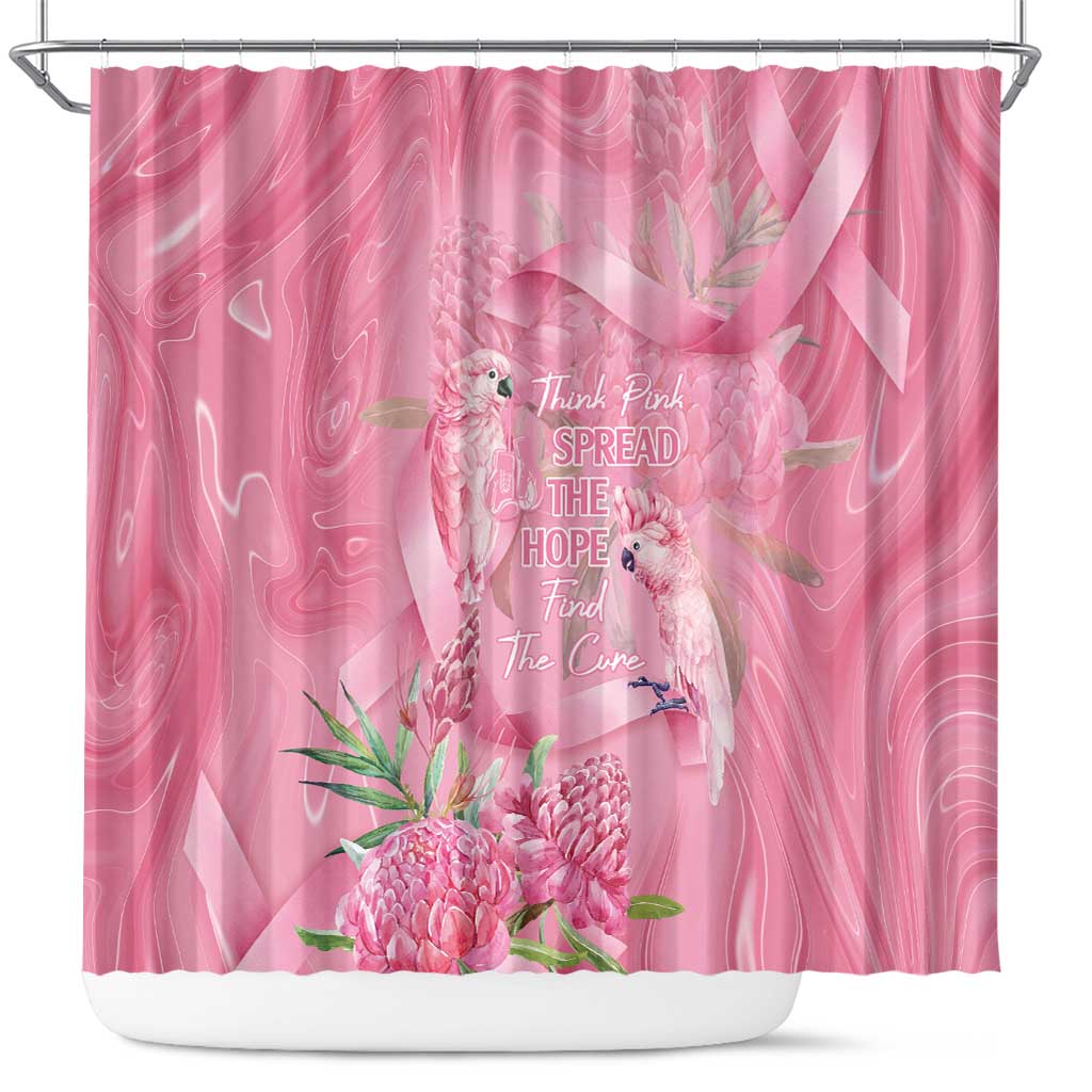 Australia Breast Cancer Awareness Shower Curtain Think Pink Cockatoos Ribbon - Aussie Hoodie