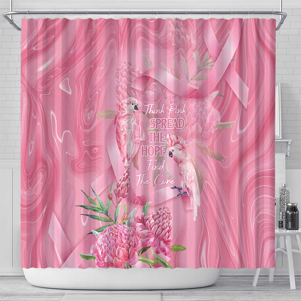 Australia Breast Cancer Awareness Shower Curtain Think Pink Cockatoos Ribbon - Aussie Hoodie