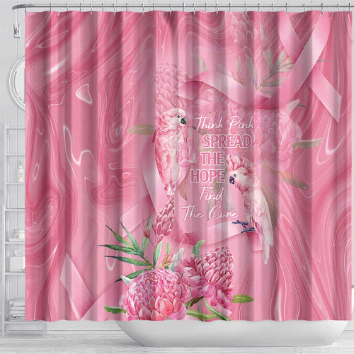 Australia Breast Cancer Awareness Shower Curtain Think Pink Cockatoos Ribbon - Aussie Hoodie