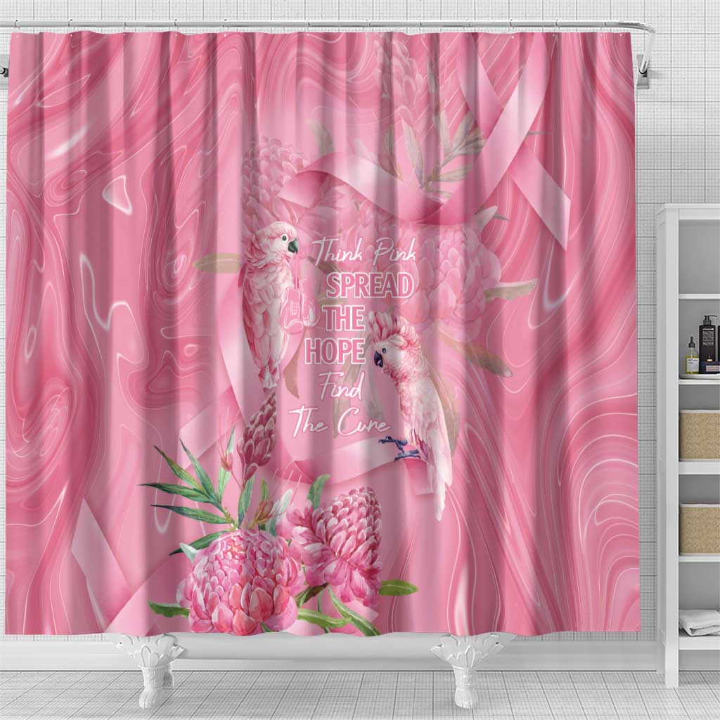 Australia Breast Cancer Awareness Shower Curtain Think Pink Cockatoos Ribbon - Aussie Hoodie