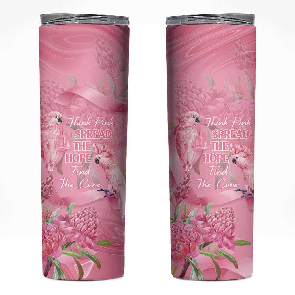 Australia Breast Cancer Awareness Skinny Tumbler Think Pink Cockatoos Ribbon - Aussie Hoodie